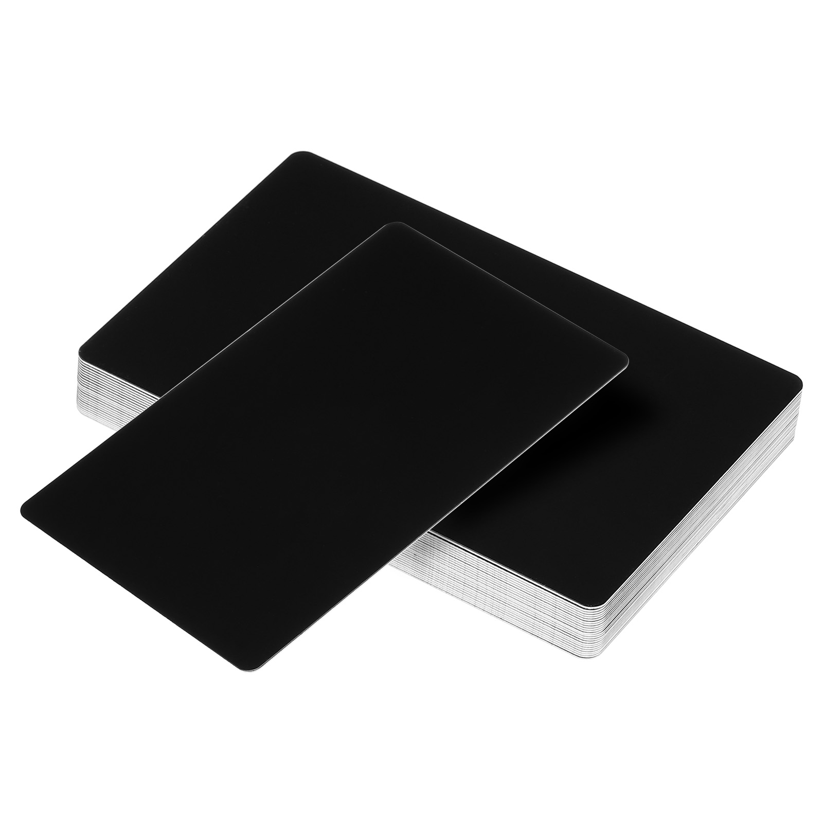 0.21mm Metal Business Cards 24 Pcs Name Card Laser Engraving Aluminum, Silver | Harfington, Black / 0.45mm